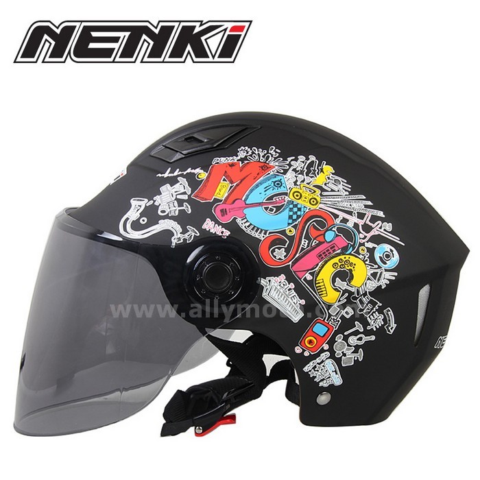 129 Open Half Face Helmet Motorbike Scooter Street Cruiser Chopper Touring Sun Shield Lens Men Women@5